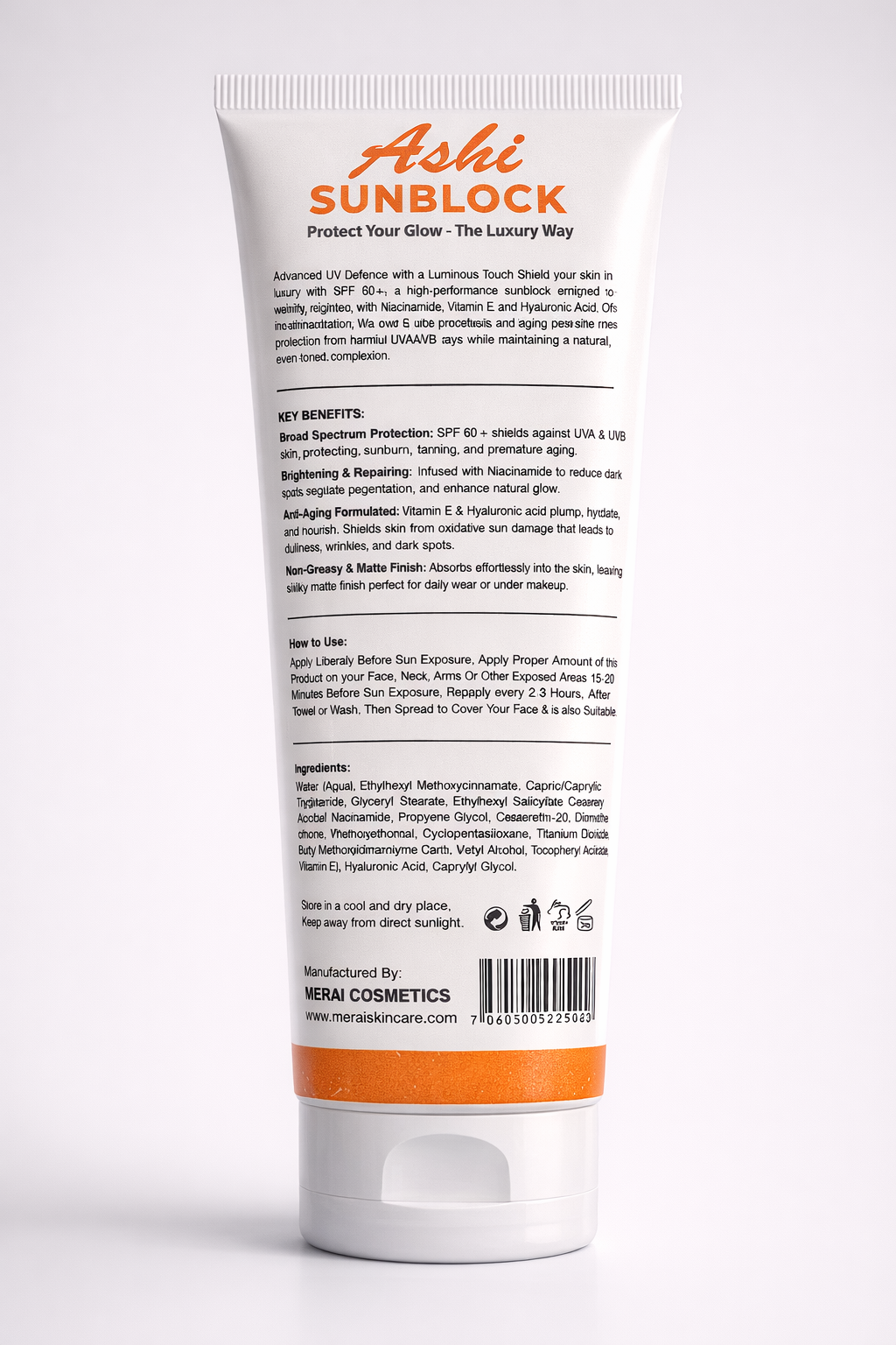 Ashi Sunblock SPF 60+ | Anti-Acne & Brightening Formula